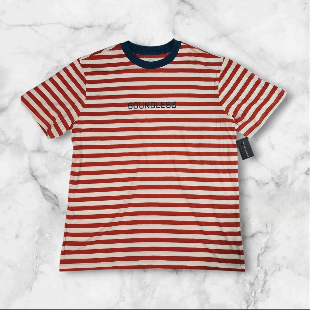 No Boundaries Red and White Striped Tee | NWOT